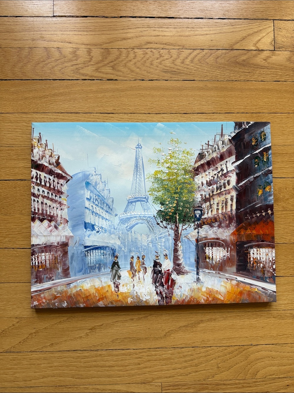 12x16 Blue Eiffel Tower Paris Street Canvas Art